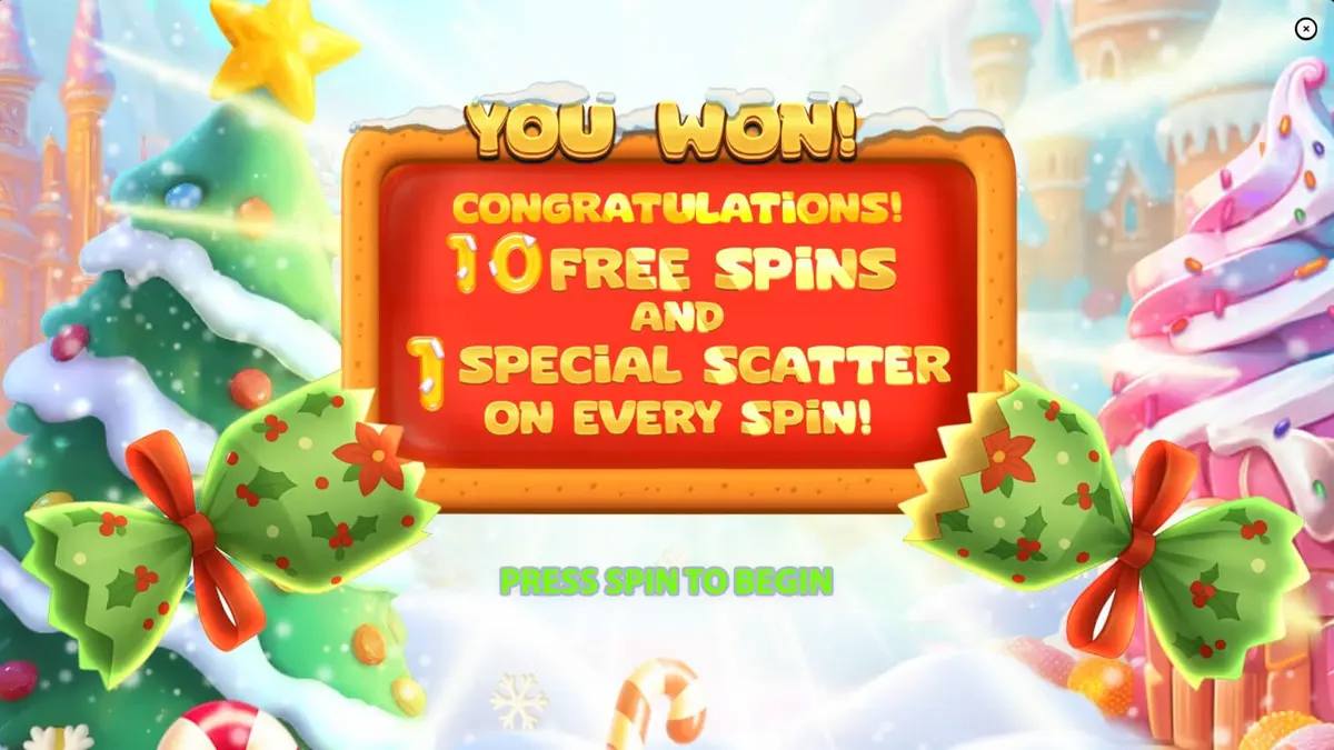 Tampilan visual slot Big Sugar Bonanza Xmas dengan tema monster lucu dan permen Natal